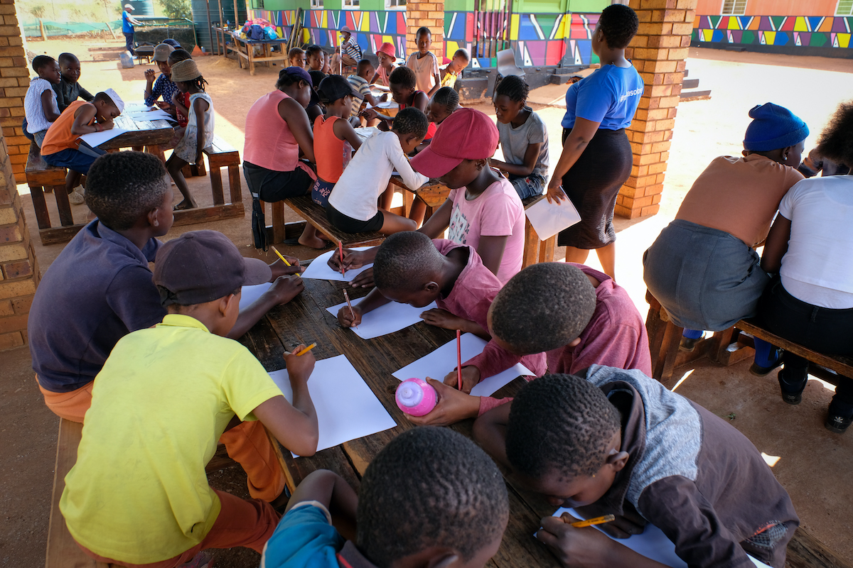 school children learning with the winnie mabaso foundation